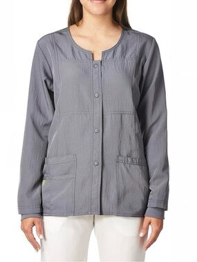 Wonderwink gray Four Stretch lab coat scrub jacket size small